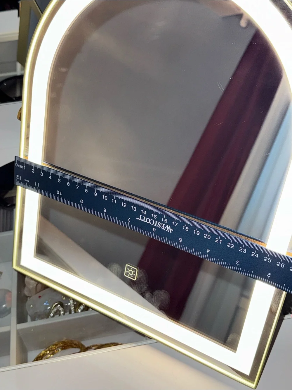 Gold Arch LED Vanity Mirror with Touch Light
